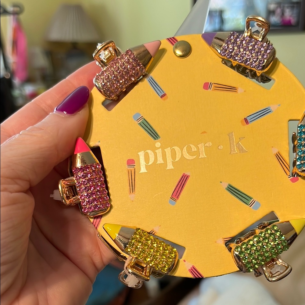 NWT Piper K Glitter Rhinestone Pencil Hair Clips 6 individual colors 6 pieces - Picture 5 of 6